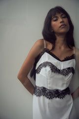 (Pre-Order) Ningli Lace Satin Slip Dress