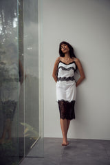 (Pre-Order) Ningli Lace Satin Slip Dress