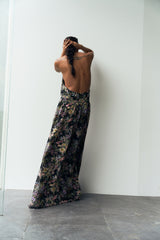 (Pre-Order) Linglu Floral Silk Georgette Halter Gown