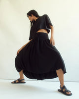 Renee Crew Neck Shoulder Pad Crop Top