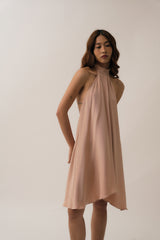 Nathalie Silk Crepe Halter Dress